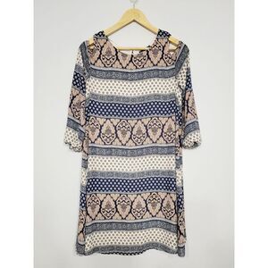 Luxology Anthropologie Women's Tunic Dress Size 6‎ Small Geometric Cold Shoulder